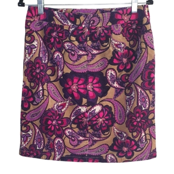 ANN TAYLOR Skirt Corduroy Floral Paisley Print Women's Size 4 - Picture 2 of 6